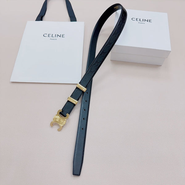 Cintura con fibbia CEL Gold 25mm in pelle di vitello nera 176706