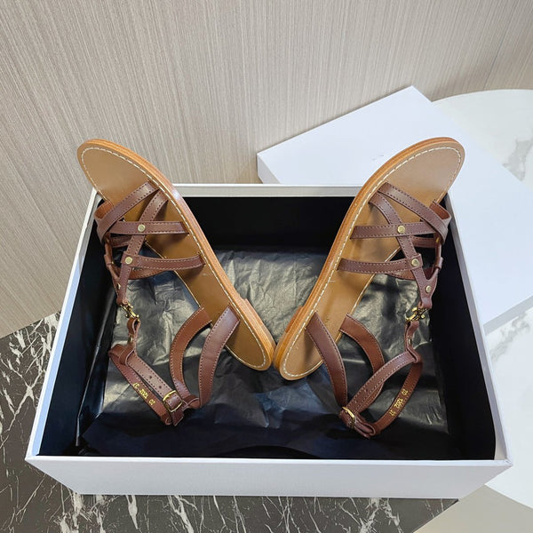 cl roman sandal brown calfskin