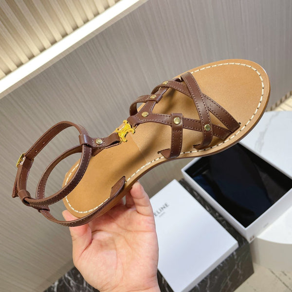 cl roman sandal brown calfskin