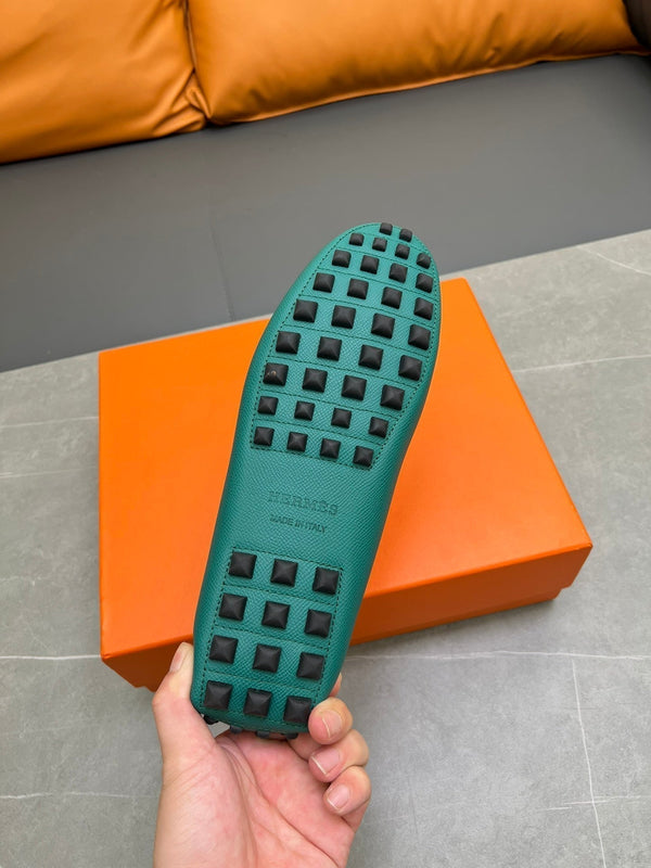 HM IRVING LOAFER BLACK AND PINE GREEN CALFSKIN