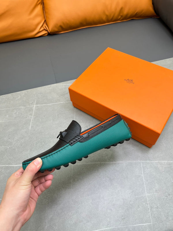 HM IRVING LOAFER BLACK AND PINE GREEN CALFSKIN