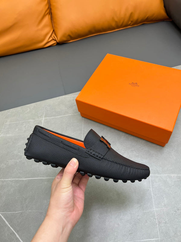 MOCASSINO HM H-LOGO IN PELLE DI VITELLO NERA