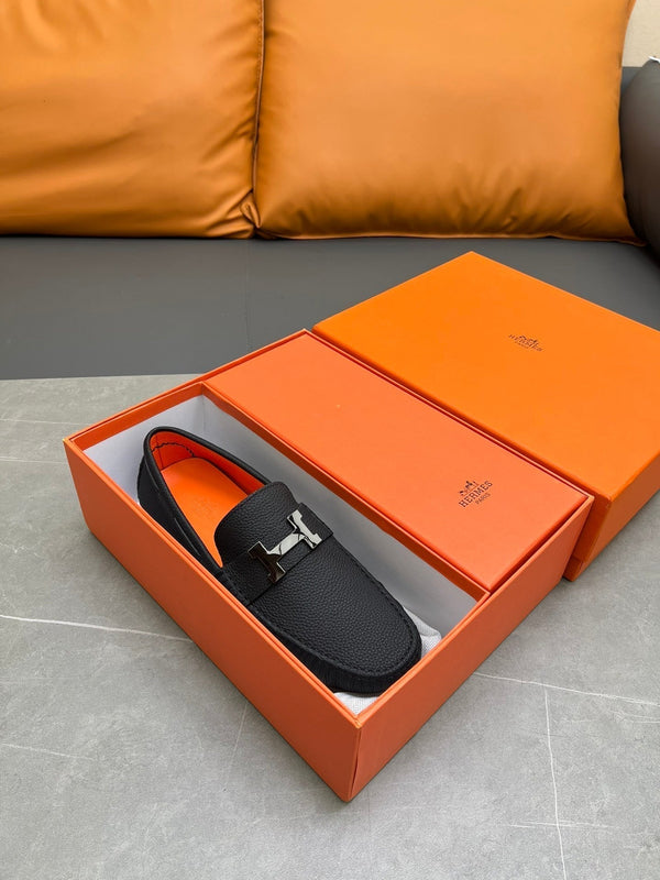 MOCASSINO HM H-LOGO IN PELLE DI VITELLO NERA