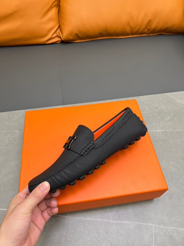 MOCASSINO HM H-LOGO IN PELLE DI VITELLO NERA