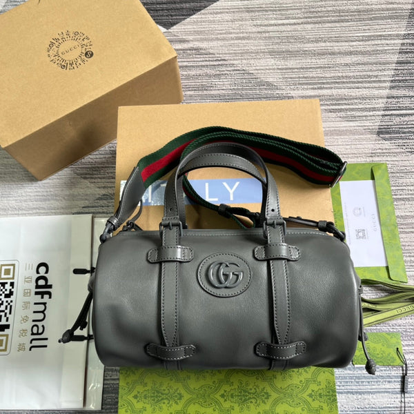 BORSA DA VIAGGIO GG SMALL 28 IN PELLE DI VITELLO SOLF NERA