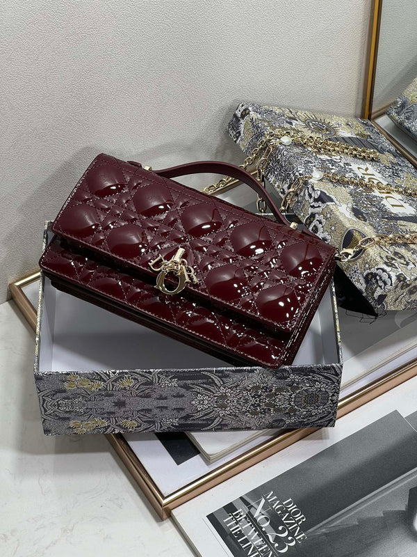 my cd mini 21 burgundy patent lambskin