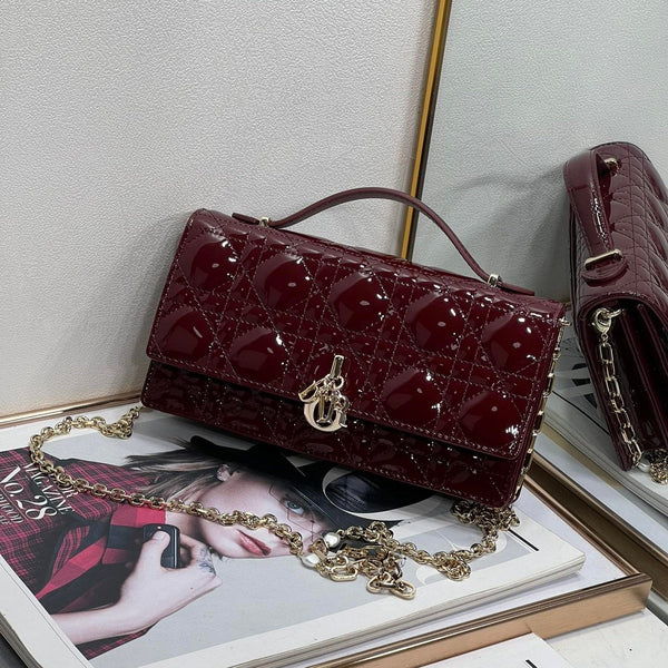 my cd mini 21 burgundy patent lambskin