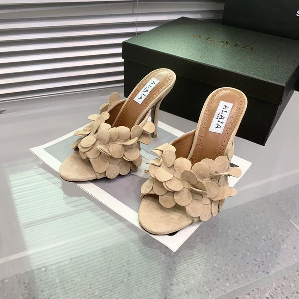 Alaia Confetti Leather Mules Pale Yellow Sheepskin Cowhide 293167