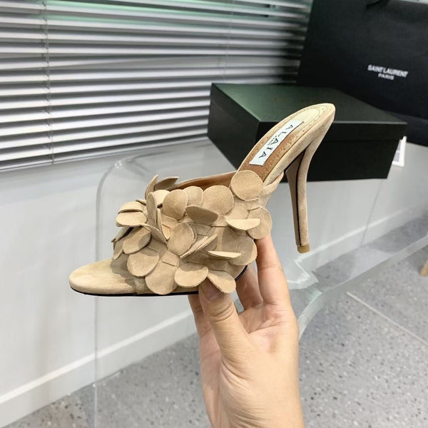 Alaia Confetti Leather Mules Pale Yellow Sheepskin Cowhide 293167