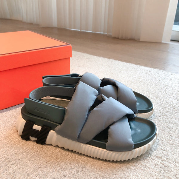 HM ELECTRIC SANDAL COIN FABRIC AND CALFSKIN