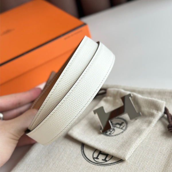 HM Silver Constance & Reverible Belt Brown White Leather 125375