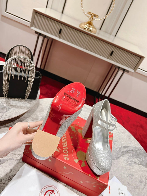 CL Platforms Movida Jane 130 mm Glitter Leather Silver