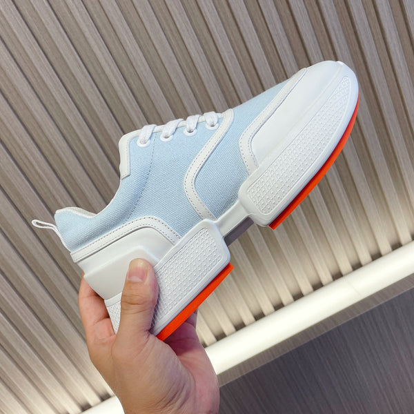 Sneaker HM Giga 50 in tela blu pacifica, pelle di capra bianca e arancione