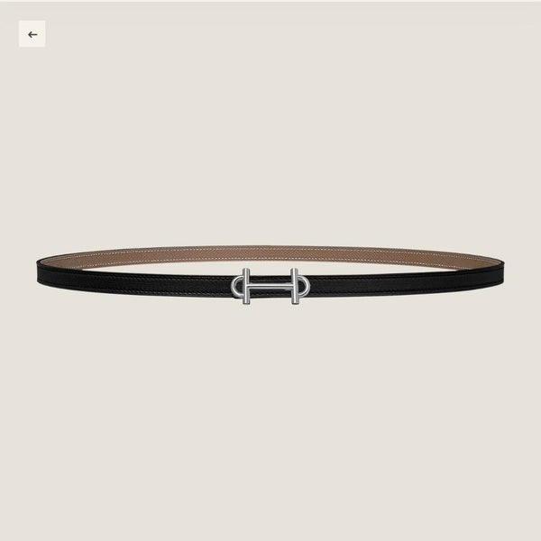 HM GAMMA BUCKLE & REVERSIBLE KHAKI BROWN AND BLACK LEATHER STRAP 13MM SILVER HARDWARE