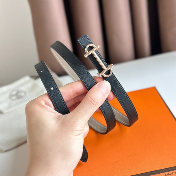 HM GAMMA BUCKLE & REVERSIBLE KHAKI BROWN AND BLACK LEATHER STRAP 13MM COPPER HARDWARE