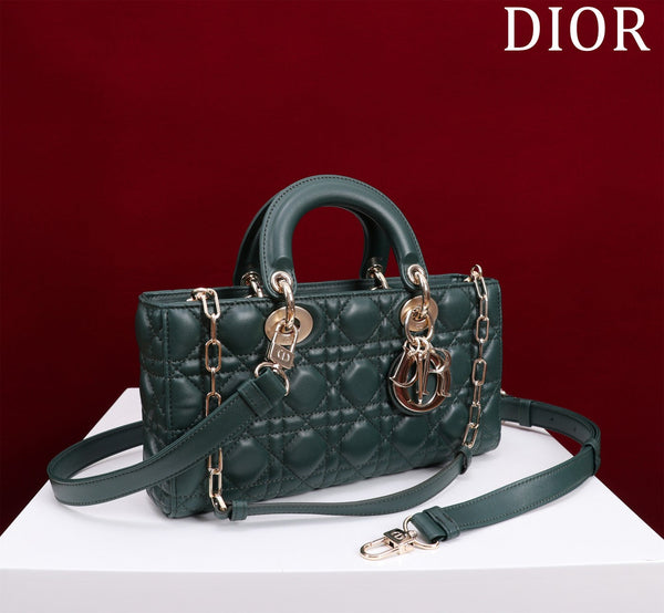 medium lady d-joy 26 dark green lambskin