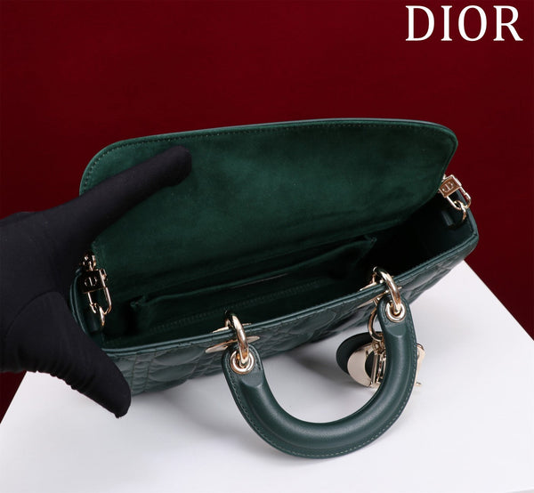 medium lady d-joy 26 dark green lambskin