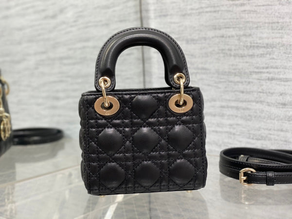 micro lady 12 black lambskin ghw
