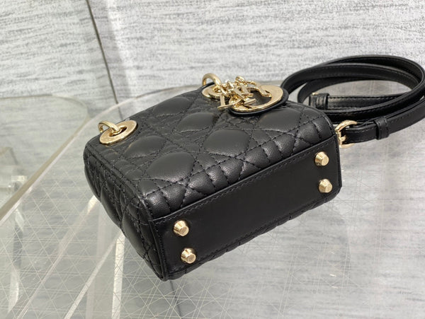 micro lady 12 black lambskin ghw