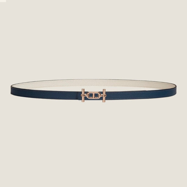 HM ANCRE BUCKLE & REVERSIBLE WHITE AND NAVY BLUE LEATHER STRAP 13MM COPPER HARDWARE