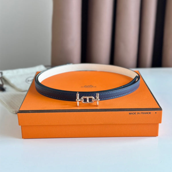 HM ANCRE BUCKLE & REVERSIBLE WHITE AND NAVY BLUE LEATHER STRAP 13MM COPPER HARDWARE