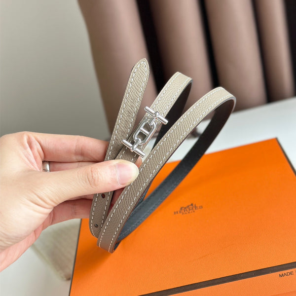 HM ANCRE BUCKLE & REVERSIBLE BLACK AND KHAKI BROWN LEATHER STRAP 13MM SILVER HARDWARE