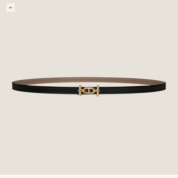 HM ANCRE BUCKLE & REVERSIBLE BLACK AND KHAKI BROWN LEATHER STRAP 13MM GOLD HARDWARE