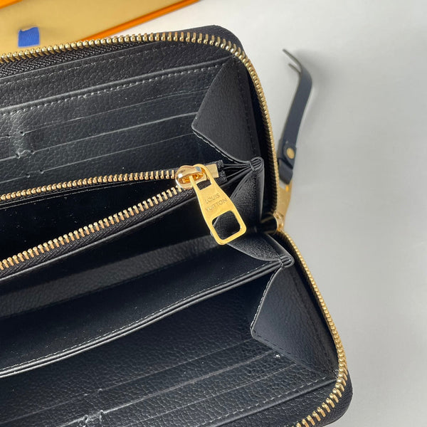 LV M61864 Zippy Wallet Black Monogram Empreinte Leather 221618