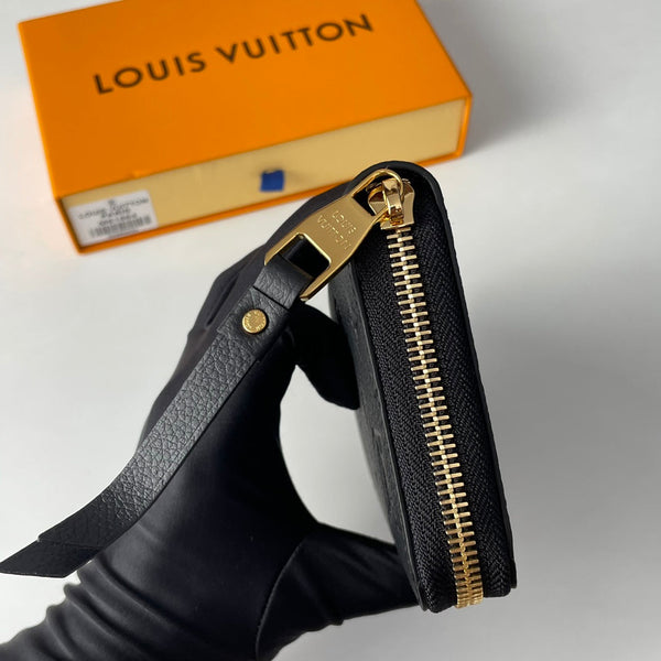 LV M61864 Zippy Wallet Black Monogram Empreinte Leather 221618