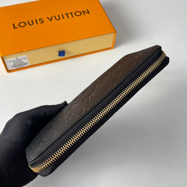 LV M61864 Zippy Wallet Black Monogram Empreinte Leather 221618