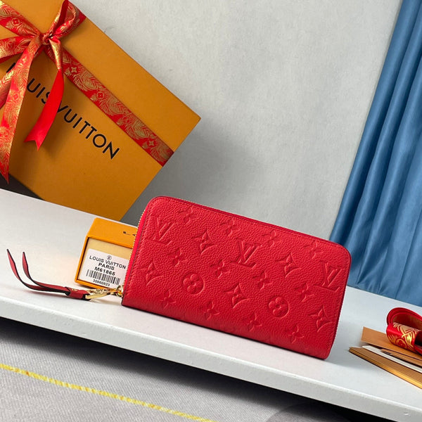 LV M61865 Zippy Wallet Red Monogram Empreinte Leather 221619