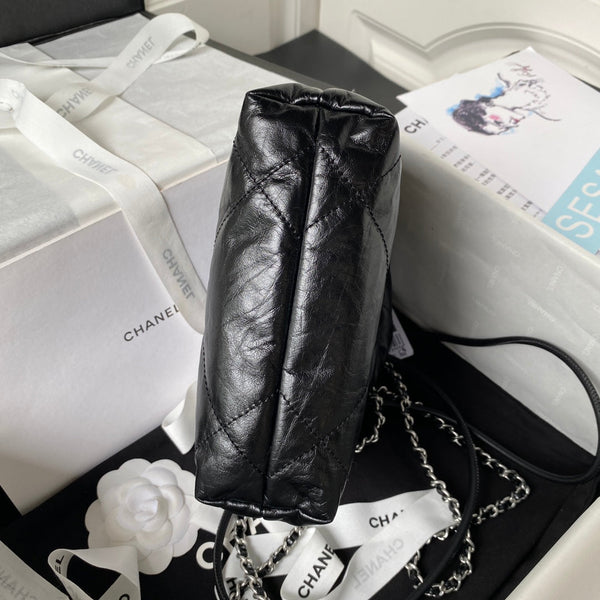 Borsa CC 24S Hobo 22 20 cm in pelle di agnello invecchiata nera