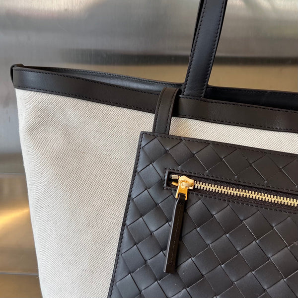 FLIP FLAP 38 IN TELA BIANCA E PELLE NERA