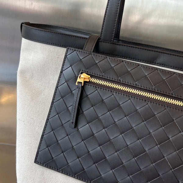 FLIP FLAP 30 IN TELA BIANCA E PELLE NERA