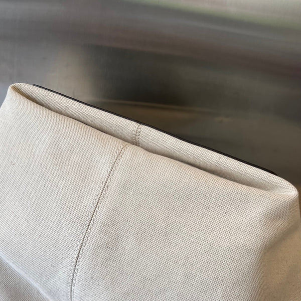 FLIP FLAP 30 IN TELA BIANCA E PELLE NERA