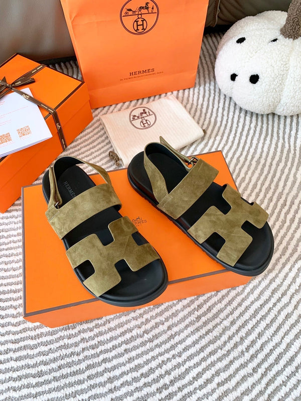 HM Genius Sandal Moss Green Brown Suede 963540