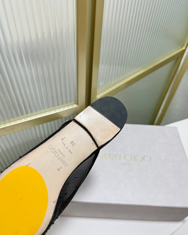 Jimmy Mule In Black Mesh Fabric With Swarovski Crystal 597874