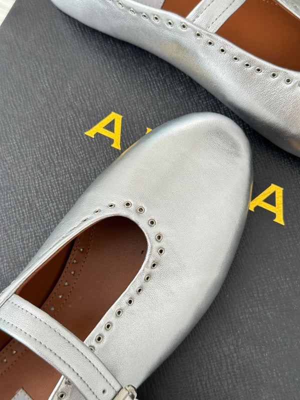 Alaia 25 Ballerine Argento Pelle di Vitello 293242