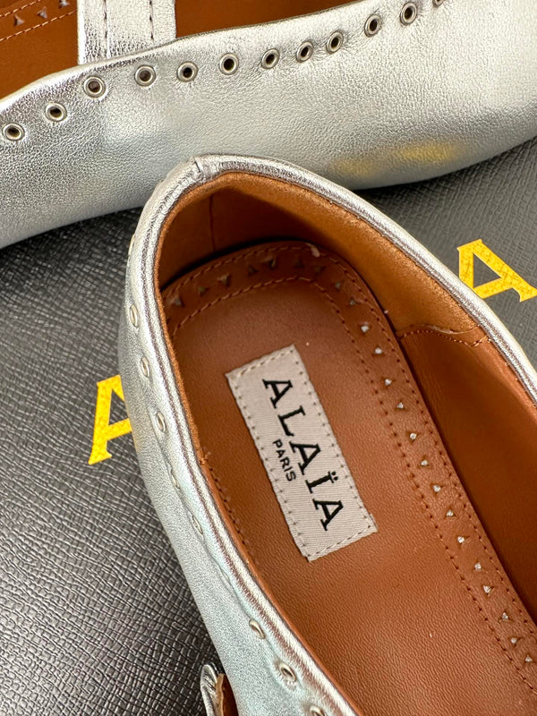 Alaia 25 Ballerine Argento Pelle di Vitello 293242