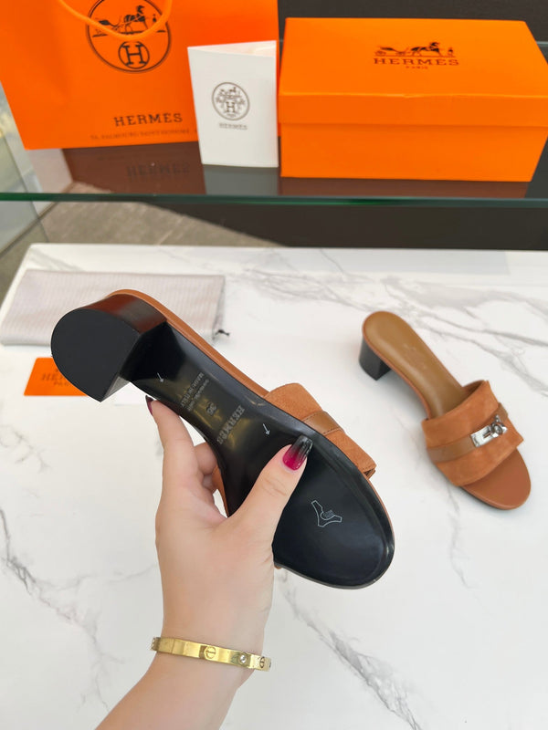 Gigi 50 Sandal Tan Suede Tan Calfskin