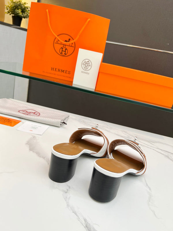 Gigi 50 Sandal White Tan Calfskin