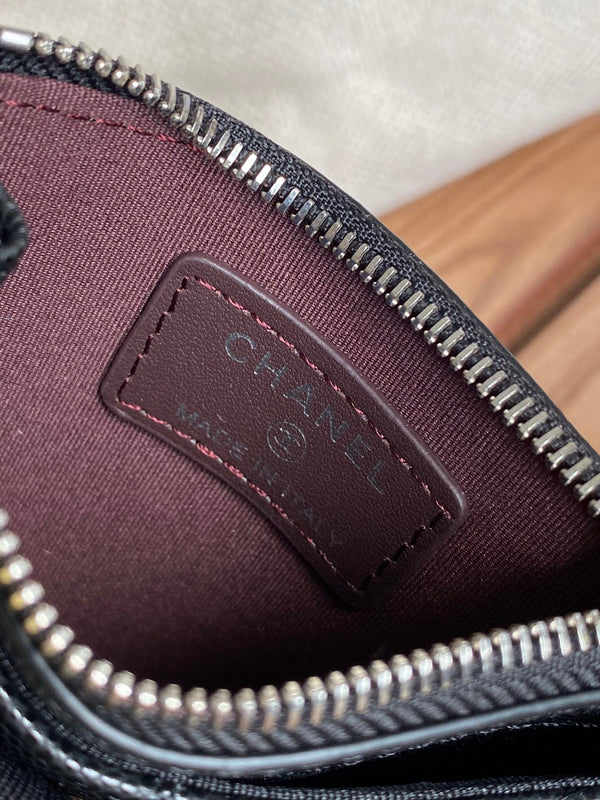 CC A84105 Coin Case Black Sliver Metal Caviar 240729