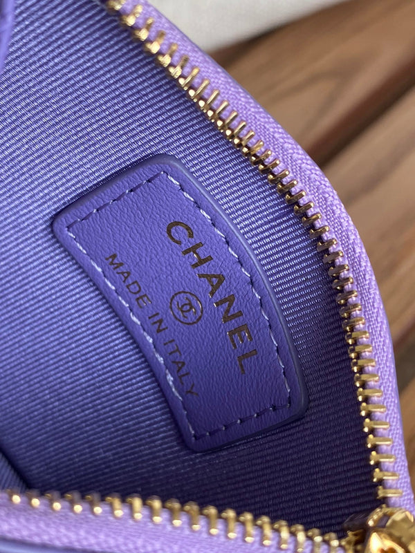 CC A84105 Coin Case Purple Gold Metal Caviar 240731