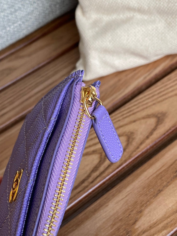 CC A84105 Coin Case Purple Gold Metal Caviar 240731