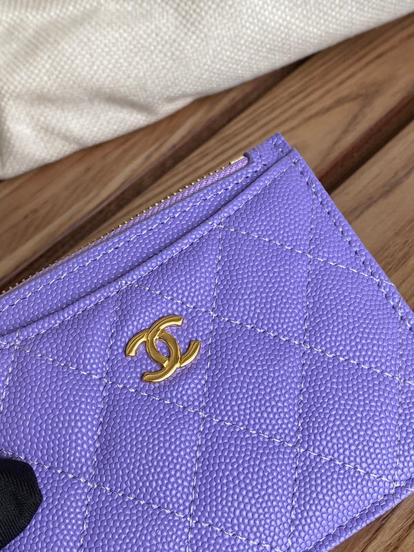 CC A84105 Coin Case Purple Gold Metal Caviar 240731