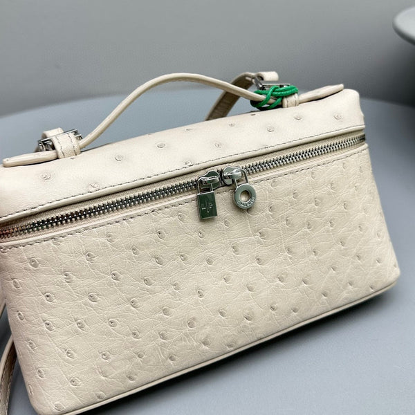 Extra Pocket L19 Beige Ostrich Leather Shw