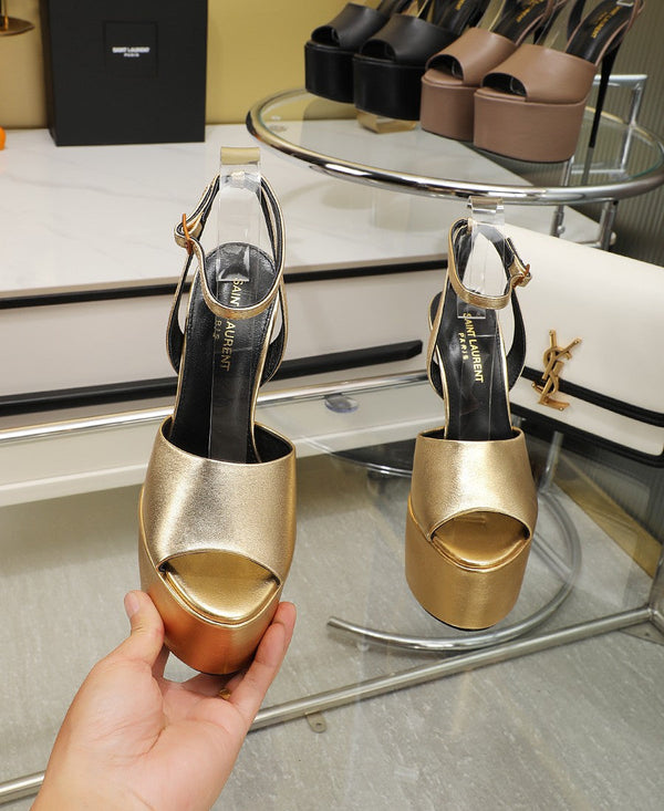 SL SUPER HIGH HEELS SANDAL METALLIC GOLD CALFSKIN
