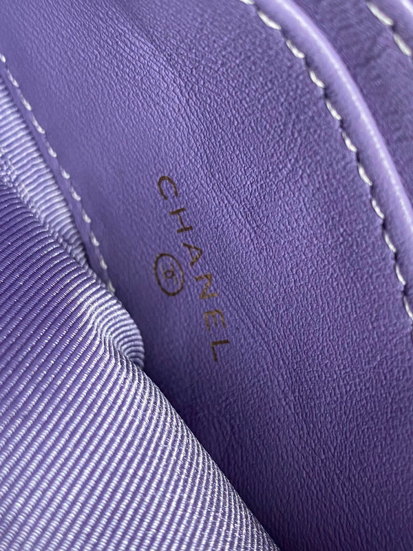 Portafoglio con cerniera cc 14 cm viola caviale hardware oro