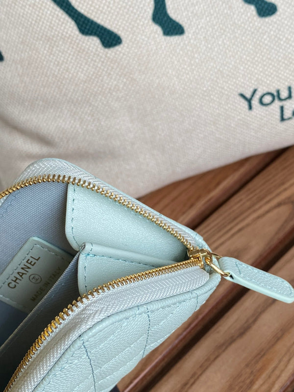 CC 22A Zippy Coin Purse Light Blue Caviar GHW 223904