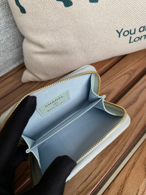 CC 22A Zippy Coin Purse Light Blue Caviar GHW 223904